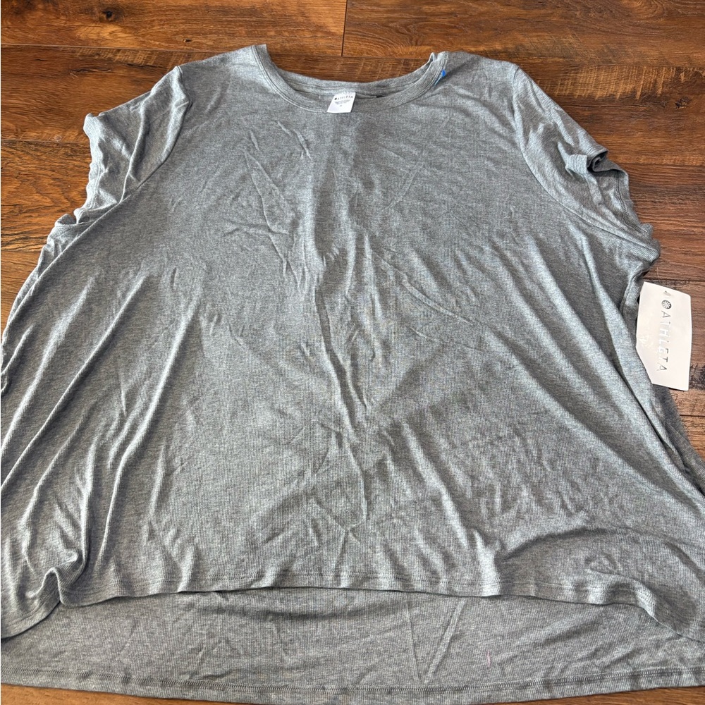 Athleta Gray rib tee Short Sleeve 2x new